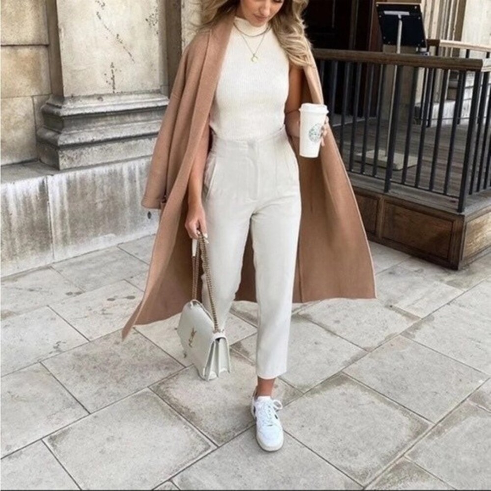 Zara Cream High-Waist Skinny Pants - Picture 8 of 16